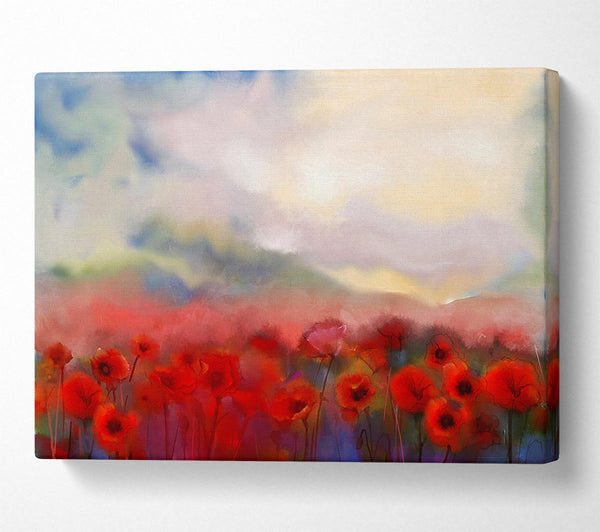  A Canvas Print of Poppy Field Abstract Canvas Wall Art