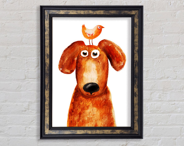 Wheres The Bird Dog Framed Print