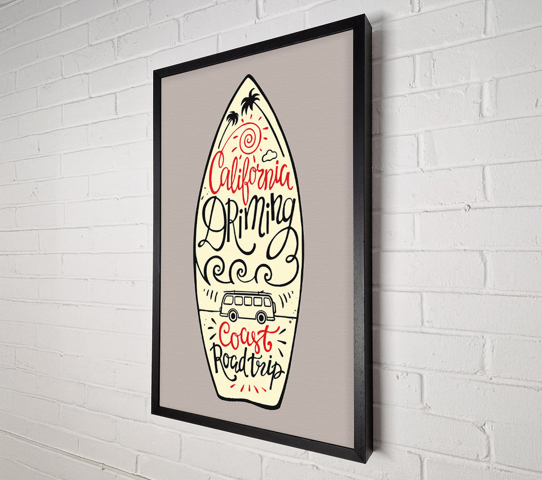  A Canvas Print of California Surf Board Canvas Wall Art