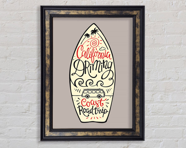 California Surf Board Framed Print