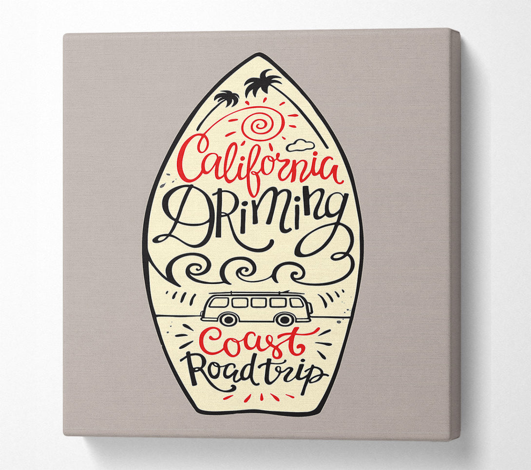  A Canvas Print of California Surf Board Canvas Wall Art