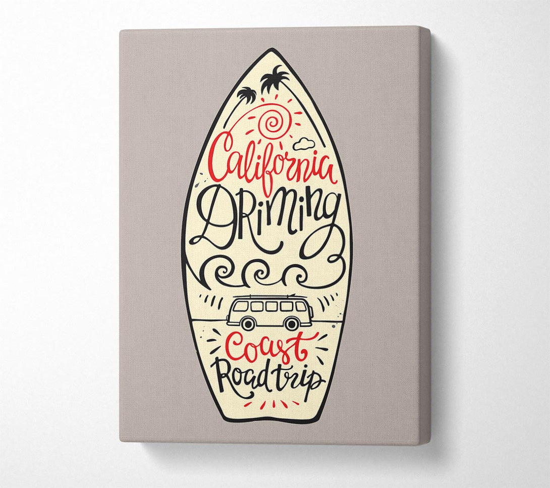  A Canvas Print of California Surf Board Canvas Wall Art