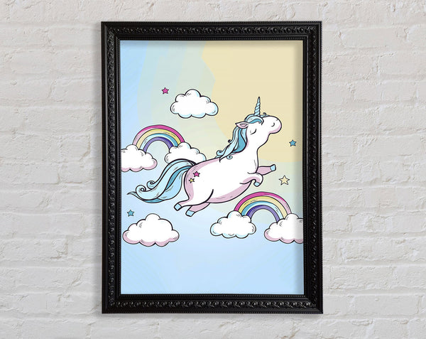 Flying Unicorn Rainbows Framed Print