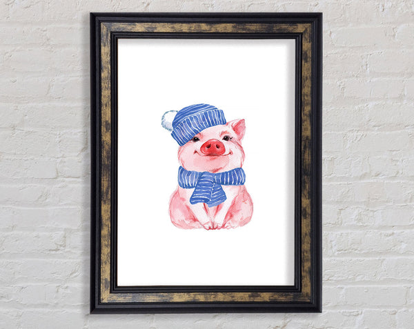 Winter Piggy Love Framed Print