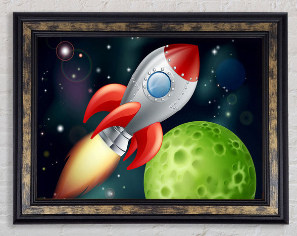 Spaceship Planets Framed Print