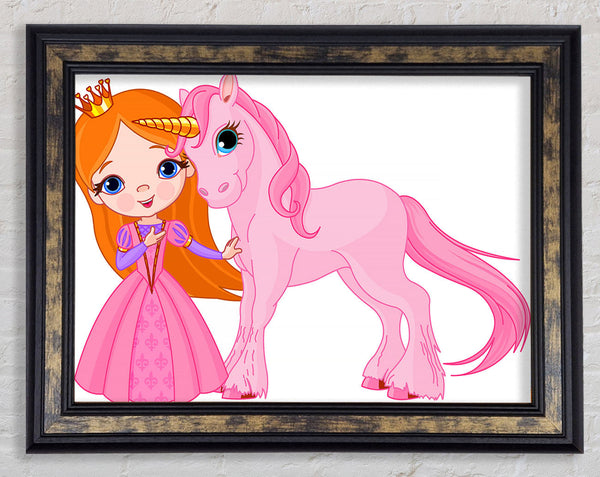 Princess And The Unicorn Framed Print