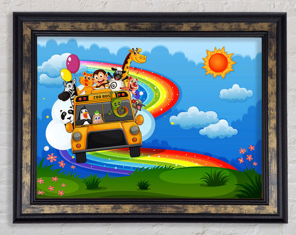 Rainbow Zoo Bus Framed Print
