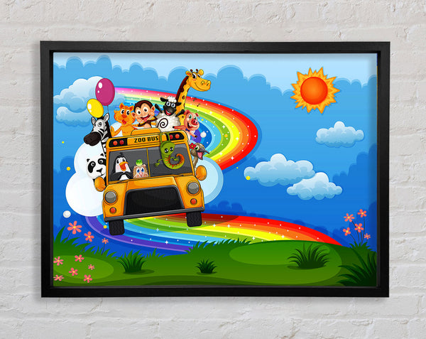 Rainbow Zoo Bus Framed Print