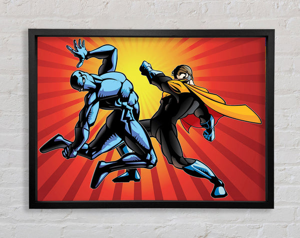 Superhero Fight Framed Print