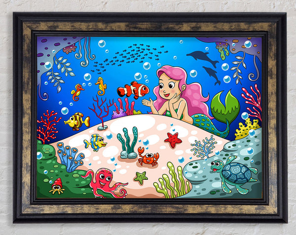 Mermaid And Friends Framed Print