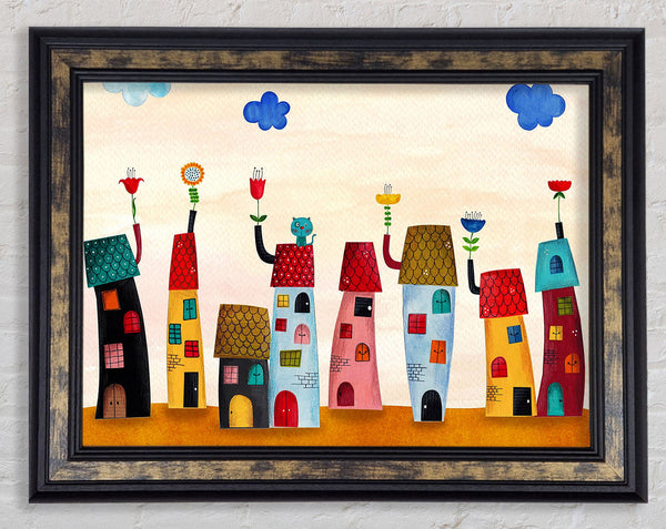 Flower Pot Houses Framed Print