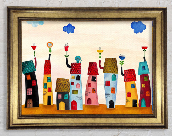 Flower Pot Houses Framed Print