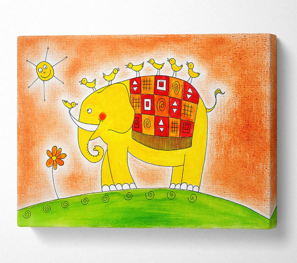  A Canvas Print of Happy Elephant Walk Canvas Print