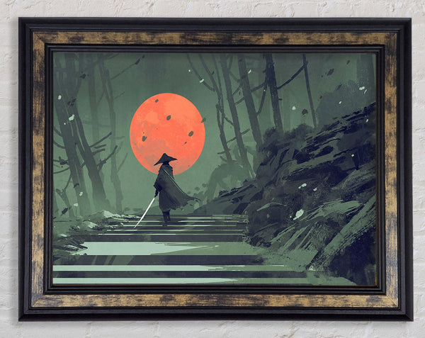 Samurai Warrior Sun Framed Print