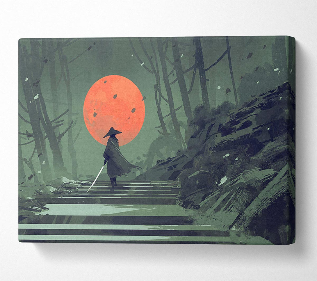  A Canvas Print of Samurai Warrior Sun Canvas Wall Art