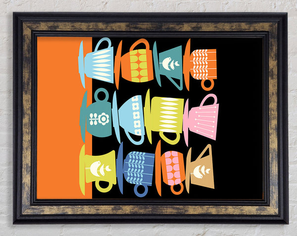Retro Tea Cups Framed Print