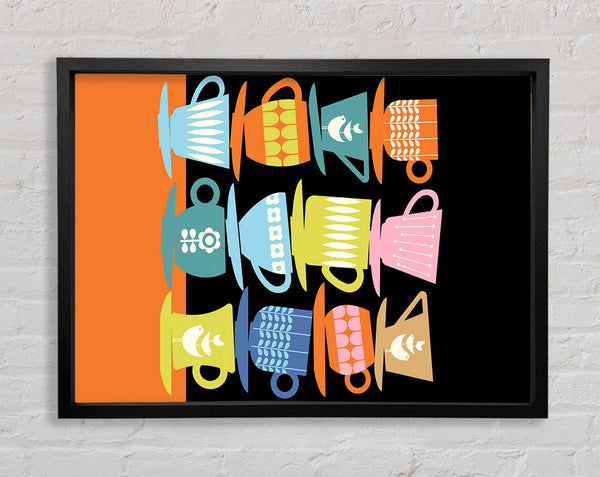 Retro Tea Cups Framed Print