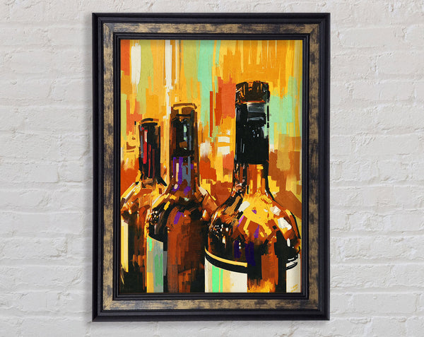 Retro Wine Bottles Framed Print
