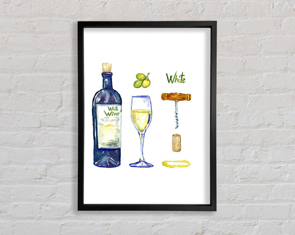 White Wine Tools Framed Print