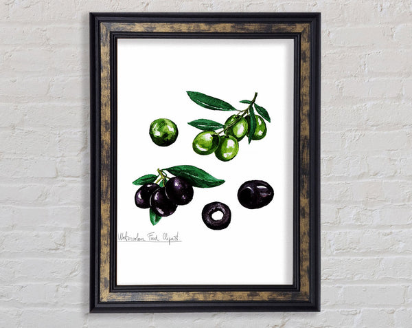 Black And Green Olives Framed Print