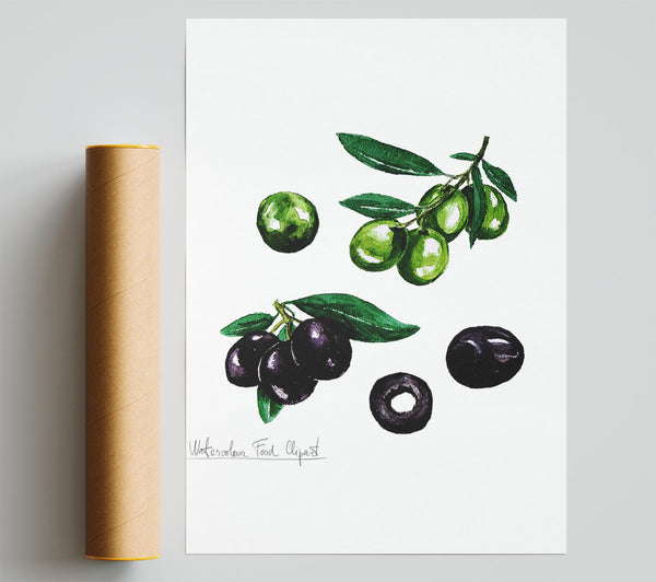 Black And Green Olives Giclee Print