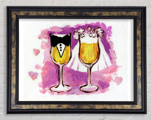 Champagne Toast The Bride And Groom Framed Print