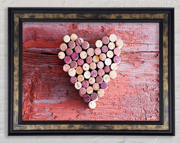 Wine Cork Love Heart Framed Print