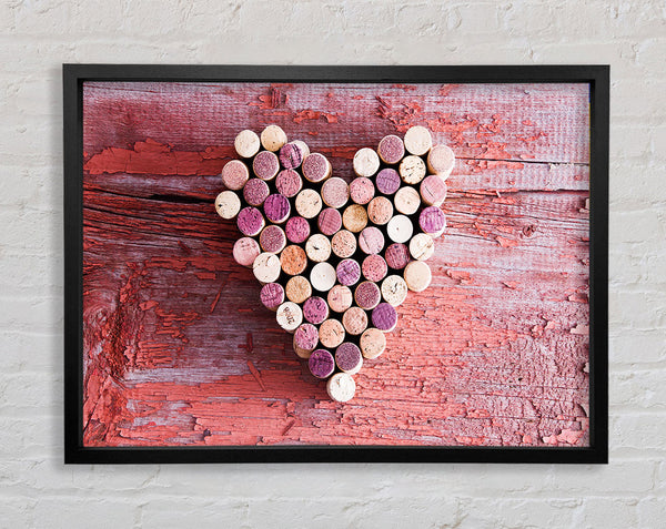 Wine Cork Love Heart Framed Print