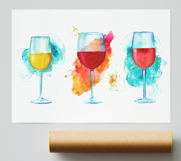 Red White Rose Wine Giclee Print