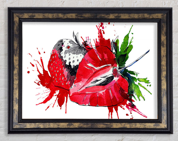 Strawberry Splash Framed Print