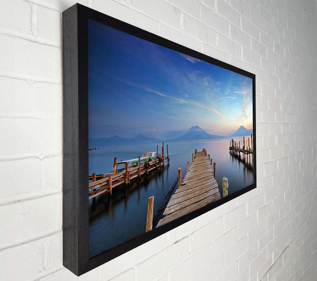  A Canvas Print of Mountains At The End Of The Dock Canvas Art