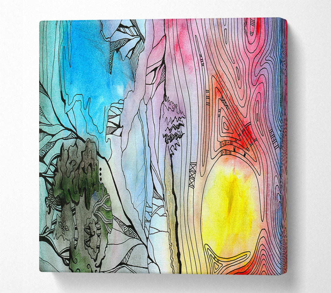  A Canvas Print of Abstract Sunset Tree Canvas Wall Art