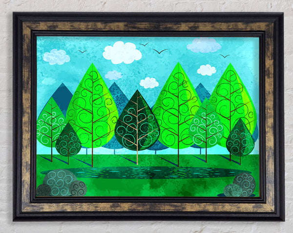 Green Tree Swirl Framed Print