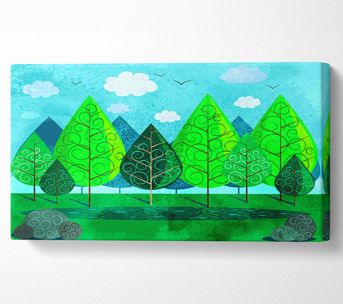  A Canvas Print of Green Tree Swirl Canvas Art