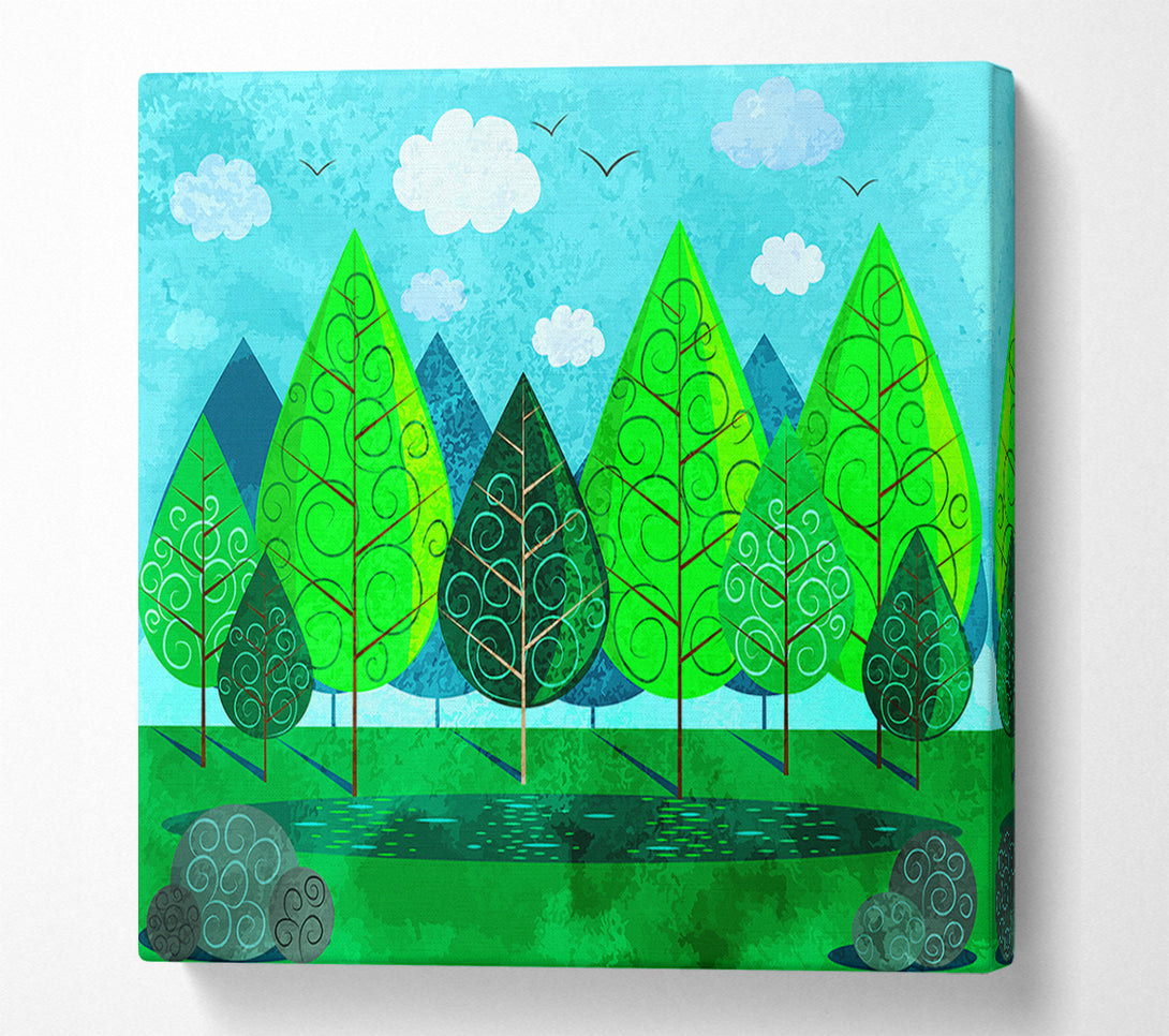  A Canvas Print of Green Tree Swirl Canvas Art