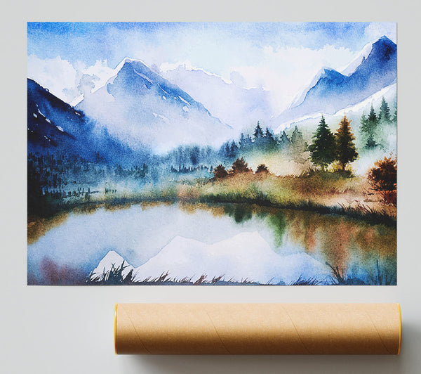 Mountain Winter Lake Poster