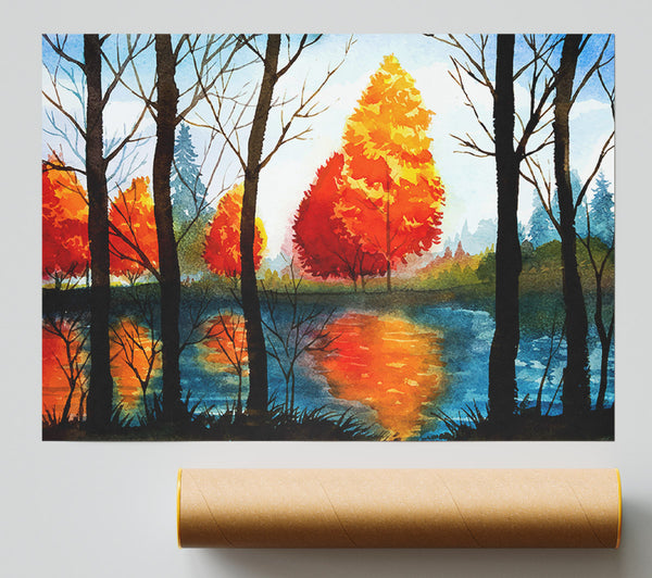 Stunning Orange Reflections Poster
