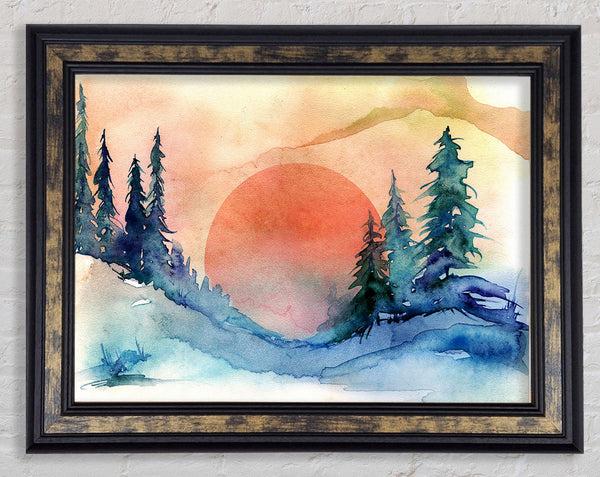 Red Winter Sun Framed Print