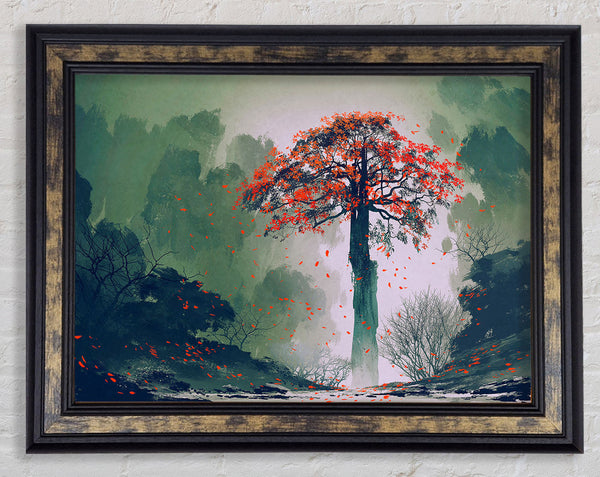 Red Leaves Falling Framed Print