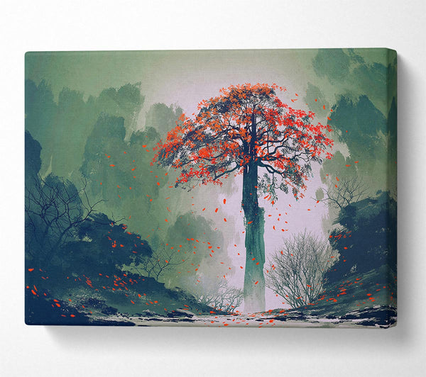 Red Leaves Falling Canvas Print