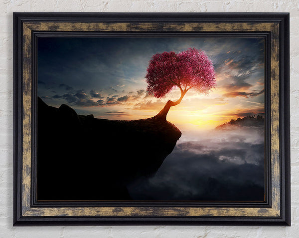 Pink Tree Cliff Top Framed Print