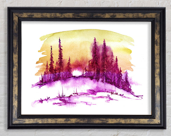 Purple Distant Trees Framed Print