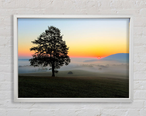 Misty Sunrise Framed Print