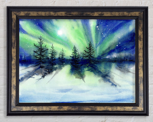 Northern Light Moon Burst Framed Print