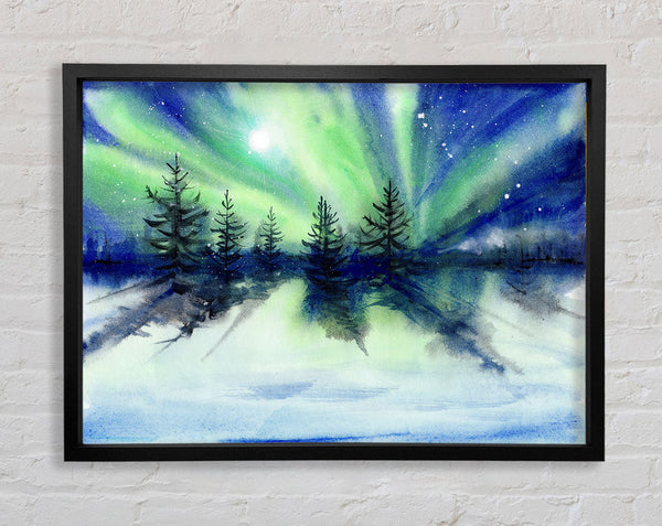 Northern Light Moon Burst Framed Print