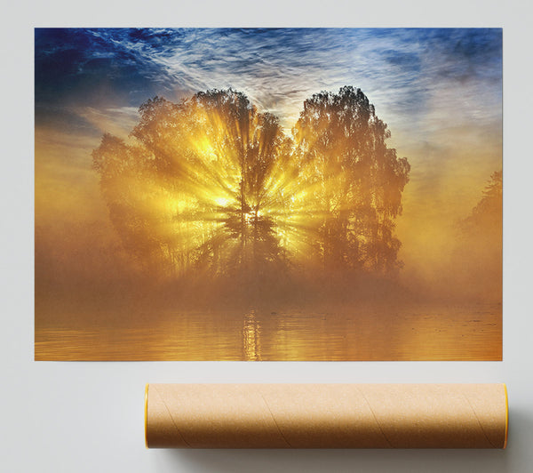 Golden Sunburst Tree Print