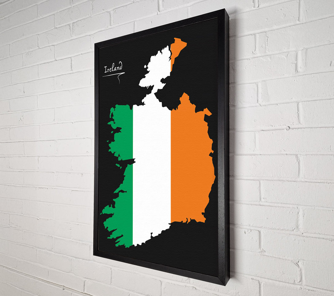  A Canvas Print of Irish Flag Over Map Canvas Wall Art