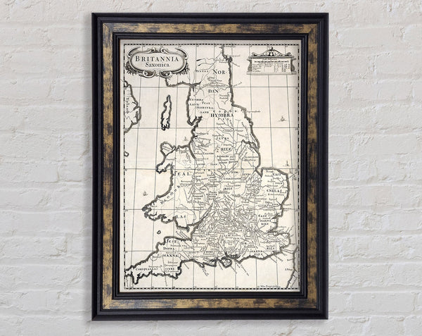 Old Saxon Map Of The UK Framed Print