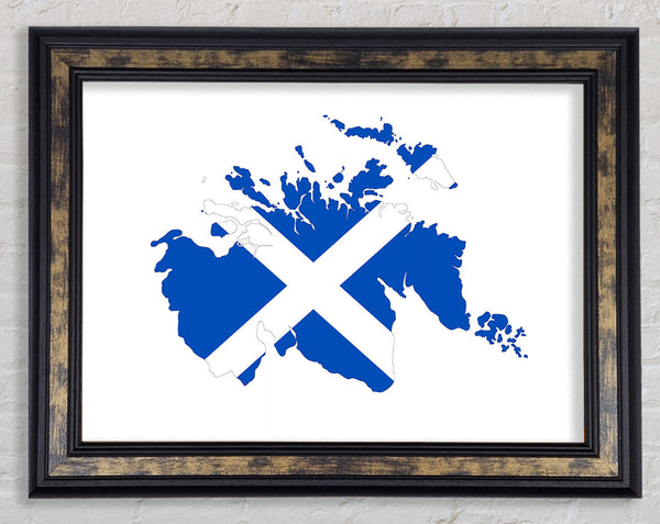Scottish Flag Over Map 1 Framed Print