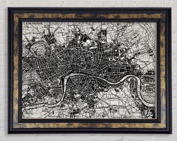Old Map Of London Framed Print